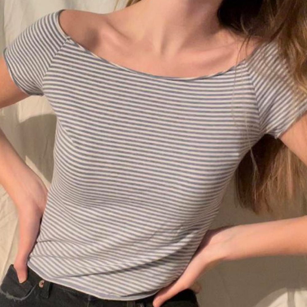 BRANDY MELVILLE Striped Boat Neck Top